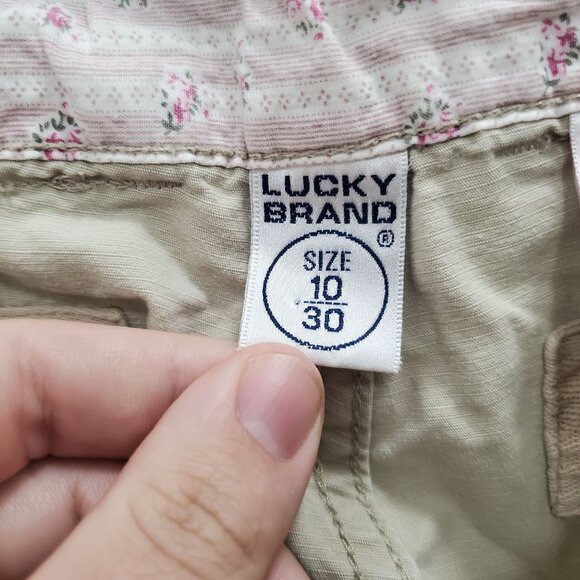 Lucky Brand Dungarees Womens Vintage Khaki Tan Ripstop Cropped Cargo Pants 10/30 - Picture 8 of 11